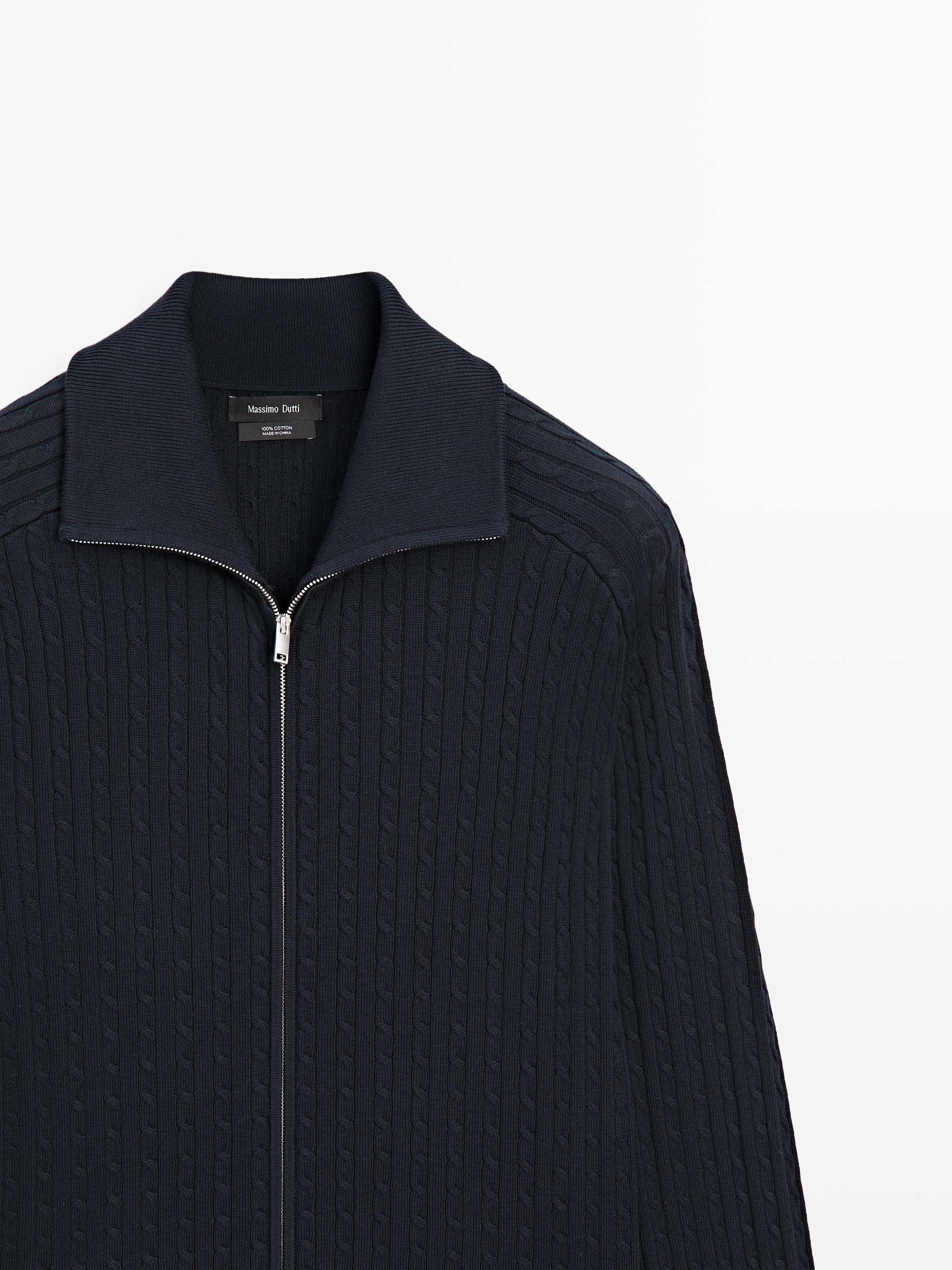 Cardigan en maille torsadée zippé coton